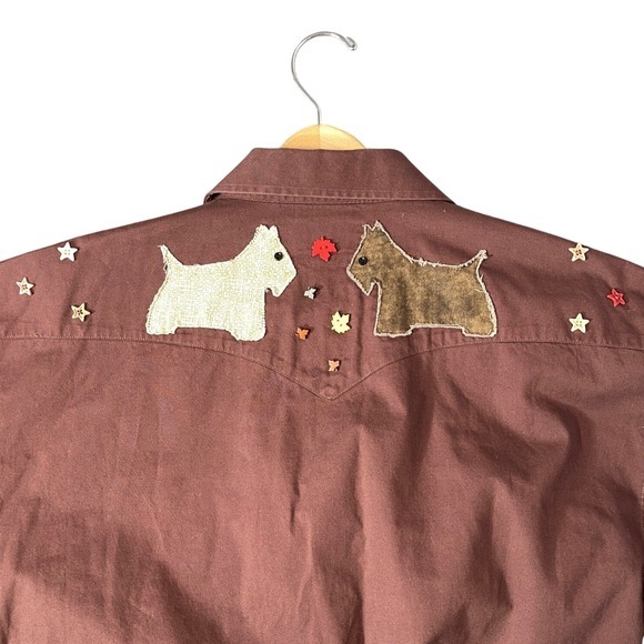 Panhandle Slim Mens L‎ Pearl Snap Western Cowboy Shirt Brown Dog Embroidered - Picture 4 of 14